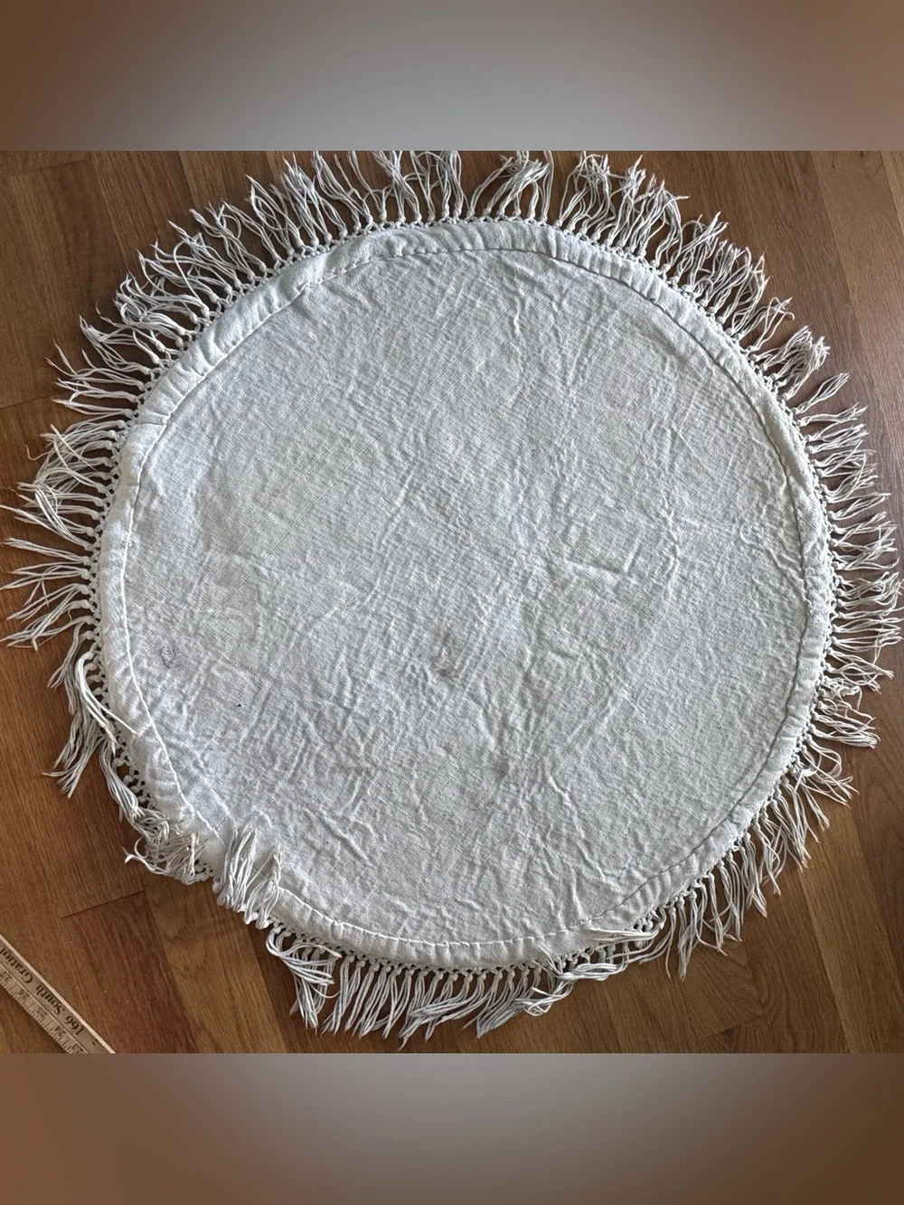 Vintage Round Floral Accent Rug 38” Thick Plush with Fringe